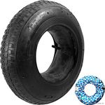 Pack Of 2 Wheelbarrow Tyres With Inner Tube - Set Includes 2 Barrow Tyres & 2 Inner Tubes | 4.00-8 Rubber Innertube 30PSI | Suitable For Wheelbarrows, Sack trucks, Carts Or Trolleys