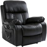 More4Homes CHESTER ELECTRIC HEATED MASSAGE RECLINER BONDED LEATHER CHAIR SOFA GAMING HOME ARMCHAIR (Black)