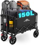 Folding Trolley Cart on Wheels, 150L Portal Festival Camping Wagons Carts with Adjustable Handle, Foldable Wagon for Camping, Garden, Beach, Shopping, Outdoor