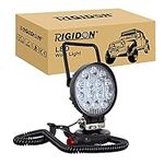 RIGIDON Portable Magnetic Base Round Led Work Light, 4 inch 42W Spot Beam, 12V 24V Driving Lights Lamp for Car Off road Truck 4x4 SUV ATV Tractors Excavator, 6000K White,Led Search Lights