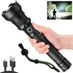 kwznob Rechargeable LED Flashlights 100,000 High Lumens Super Bright Flash Light with 5 Modes, Powerful Handheld Flashlight for Camping Emergencies