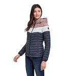 TOG 24 Garriston Womens Lightweight, Supersoft Quilted Colourblock Puffer Jacket for Winter with Fixed Hood and Eco-friendly Thermal Filling (14, Washed Blue/Pink)