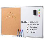 DOEWORKS 36" x 24" Magnetic Whiteboard & Cork Board Combo Board Set, Wall Mounted Notice Bulletin Board Dry Erase/Cork Board Combination with Aluminum Frame