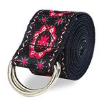 FITSY® Polyester Adjustable Yoga Belt 6 Feet Length with Buckle | Stretching Strap for Exercises, Pilates, Physical Therapy (AR-3617-BLK)