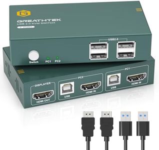 USB 2.0 HDMI KVM Switch 2 Port, 4K@30Hz Conmutador KVM para 2 PCs Compartir 1 Monitor y 4 Dispositivos USB, EDID, Teclado, Ratón, Impresoras, Escáneres, Plug and Play