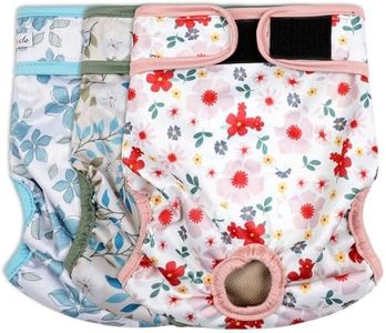 Grecle Washable Female Dog Diapers (3 Pack) - No Leak Reusable Diapers for Doggy Female in Period - Highly Absorbent Dog Heat Panties with Adjustable Snaps XXL