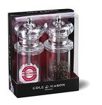 Cole & Mason 505 Clear Salt and Pepper Mills, Adjustable Grind Precision+ Mechanism, Acrylic, 140 mm, Gift Set, Includes 2 x Salt and Pepper Grinders