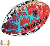 YeahShoot Holographic Football Size 9 PU Light Up Football with Pump Glow in The Dark Football for Teenagers and Adults The Football Gifts (Black and Red)