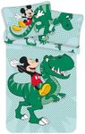 Disney Dinosaur Toddler Bedding Featuring Mickey Mouse – Dinosaur Cot Bedding, Reversible – Mickey Mouse Bedding Size 100 x 135 cm, 40 x 60 cm – Green Cot Bedding, Duvet Cover and Pillow Case