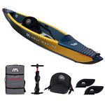 Aqua Marina Tomahawk, AIR-K High Pressure Drop-Stitch Premium Inflatable Kayak, for 1 Person, 375 cm Length, Marine/Yellow