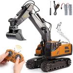 1:20 Scale RC Excavator Tractor Toys for 3-9 Year Olds, 2.4 GHz Remote Control Digger, 11 Channel Construction Toys for Boys' Birthday Gifts