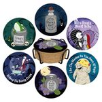 Nightmare Before Christmas Coasters, 6 Pcs Halloween Drink Coasters with Metal Holder, Cute Christmas Home Decor Gift, Spooky Pumpkin King Coffee Table Coaster, Funny Birthday Housewarming Gifts