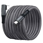 15FT 100W Right Angle Fast Charge Type-C Cable, USB-C to USB-C Braided Cable for iPhone 15/15 Plus/15 Pro/15 Pro Max,MacBook Air/Pro, iPad Pro/Air/Mini,Pixel,Dell XPS,Samsung Galaxy S24 S23,Grey