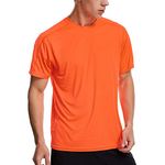 Zengjo Mens Running Top Short Sleeve Wicking T Shirt (Orange,XL)