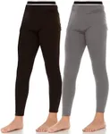 Thermajane Thermal Underwear for Kids Girls Thermal Bottoms for Winter Cold Weather Fleece Lined Thermal Leggings for Girls Kids 2 Pack (Black, Grey, X-Large)