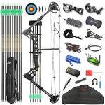 HNZMDY Compound Bow Set for Adult Beginner 20-70lbs Bow and Arrow Set Right/Left Hand Bow with Archery Accessories Hunting Bow for Teens (Black-Right Hand)