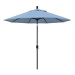 California Umbrella GSPT908302-5410 9' Round Market Umbrella, Black Pole, Sunbrella Air Blue