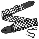 Feibety Guitar Strap,Locks Acoustic Guitar Strap,Nylon Personalised Guitar Strap Checkerboard Guitar Strap for Acoustic,Classical,Electric and Bass Guitars,Best Gifts for Adult & Kids,Guitarists