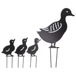 4PCS Duck Garden Statue, Animal Silhouette Garden Stake Metal Duck Garden Hollow Garden Decorations Outdoor Statues Animal Stakes for Yard Decor and Lawn Ornaments