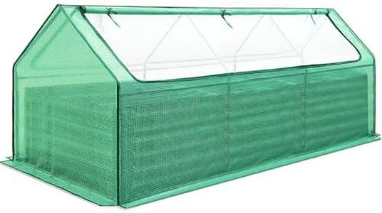 Quictent Raised Garden Bed Galvanized Raised Beds for Gardening Vegetables with Cover 8x4x2 ft Metal Planter Box Outdoor Use, Green