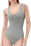 KISSMODA Bodysuits Women Lined Bodysuit Plus Size Shapewear for women Grey 2XL