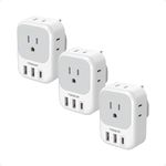 US to UK Plug Adapter 3 Pack, TESSAN Type G Adapter for Travel with 4 Outlets 3 USB Charger(1 USB C), Ireland Power Adaptor for USA to England London Scotland Dubai Singapore Hong Kong Qatar