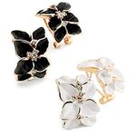 YouBella earrings for women Jewellery Crystal Earrings Combo Tops for Girls and Women (Black & White)