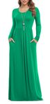 VIISHOW Women's Long Sleeve Loose Plain Maxi Dresses Casual Long Dresses with Pockets, Bright Green, 3X-Large