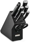 Wüsthof Classic Ikon Knife Block Set, 8 Pieces (1090370703), Ergonomic Black Handle, Precision Forged High-Carbon Stainless Steel Blade