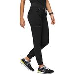 FIGS Zamora Jogger Style Scrub Pants for Women — Slim Fit, 6 Pockets, Yoga Waistband, Ribbed Ankle Cuffs, Anti-Wrinkle, Black, XX-Large