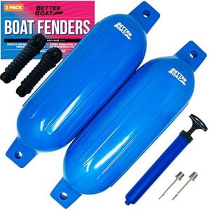 2 Pack Boat Fenders for Docking Boat Bumpers for Docking with Pump Boat Accessories Boat Dock Bumpers Set Buoys Pontoons Buoy Inflatable Fender Marine Bouys 23" x 6.5" Blue