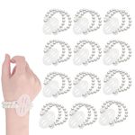 Wmzjnljy 12 Elastic Pearl Wrist Corsage Bands, Elastic Pearl Wedding Wristlets, Faux Pearl Bead Corsage Accessories Bracelets DIY Flower Hand Corsages Bracelets Accessories(M81-12)