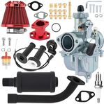 SOFO VM22 Carburetor 212 Stage 2 Kit with Exhaust Muffler for Predator 224cc 196cc Coleman CT200U BT200X Baja MB200 KT196 Performance Parts for Mini Bike Go Kart 6.5HP GX160 Engine w/Throttle Cable