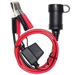 SPARKING 5FT 12V Female Car Cigarette Lighter Socket Extension Cord with Battery Alligator Clips Car Battery Clip-on Extension Cable, 15A Fuse (5FT)