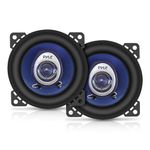 Pyle 4" Car Sound Speaker (Pair) - Upgraded Blue Poly Injection Cone 2-Way 180 Watt Peak w/ Non-fatiguing Butyl Rubber Surround 110 - 20Khz Frequency Response 4 Ohm & 3/4" ASV Voice Coil