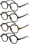 Eyekepper 4 Packing Retro Design Glasses for Women Reading - Vintage Reading Eyeglasses Readers Men +0.75