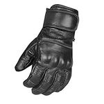 Men's Motorcycle Premium Leather Gel Padded Palm Street Cruiser Protected Biker Gloves Reflective Black XXL