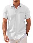 COOFANDY Mens Short Sleeve Shirts Button Up Oxford Dress Shirts Vacation Essentials White