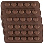 homEdge 15-Cavity Dimpled Heart Shape Chocolate Mold, Silicone Dimpled Valentine Heart Chocolate Gummy and Candy Mold