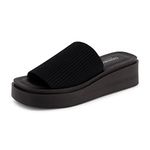 CUSHIONAIRE Women's Pim knit platform sandal with +Memory Foam, Black Weave, 8.5