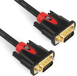 SHD VGA Cable 10Feet, VGA to VGA Monitor Cable HD15 SVGA for PC Laptop TV Projector Black and Red Color