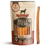 Bully Bunches All Natural Thick 12 Inch Bully Sticks – Odour Free, Rawhide Free, Chemical Free – Safe, Long Lasting Beef Dog Chew Gnaws – Fully Digestible Treat for Medium and Large Dogs, 10 Pk