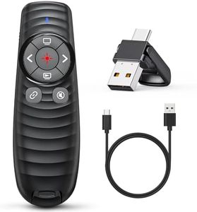 Presentation Clicker Wireless Presenter Remote Clicker for 2-in-1 USB Type C Powerpoint Clicker with Pointer, Rechargeable Presentation Pointer PPT Slide Advancer for Mac/Google Slide/Keynote