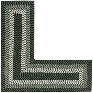Better Trends Braided Rug, Alpine Braid Collection - Durable, Spot Clean, Reversible Indoor Utility Rug, 100% Polypropylene Rug, Vibrant Color Rug, 24" x 48" x 48" L-Shape Rug, Hunter Stripe