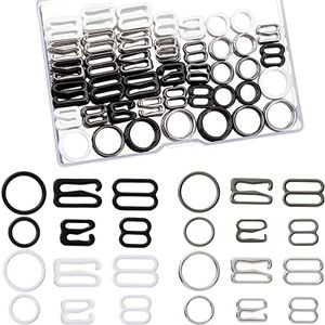 WILLBOND 240 Pcs Swimsuit Bra Hooks Bra Strap Hooks Bra Strap Slide Replacement Bra Strap Slider Bra Strap Rings for Swimsuit Tops and Lingerie, 3 Styles, 2 Sizes (Black, White, Grey, Silver White)