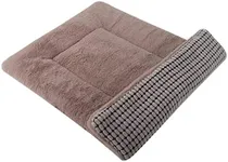 Vetasac Reversible Dog Bed Mat with Plush and Corn Velvet,Soft Warm Pet Cushion, Dual Purpose Washable Sleeping Mattress Bed for Small Medium Large Dog and Cat XB004 (48"*30", Khaki)
