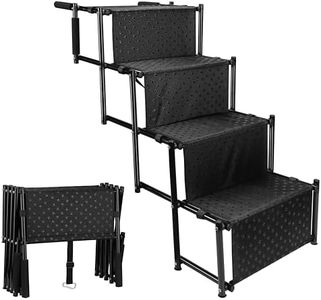 VAKA Portable Foldable Dog Stairs, 4-Step Pet Ramp for Cars, SUVs, and Trucks, Lightweight Holds up to 110lbs, Non-Slip Design