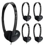 Bulk Headphones Earbuds Earphones Over The Head Headphones in Bulk for Classroom, Airplane, Hospiital, Students,Kids and Adults 30Pack Individually Bagged Black