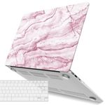 iBenzer MacBook Air 13 Inch Case, Soft Touch Hard Case Shell Cover with Keyboard Cover for Apple MacBook Air 13 A1369 1466 NO Touch ID, Pink Marble,MMA13PKMB+1