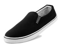 DUNLOP Mens Canvas Shoes Slip On Boat Deck Yachting Summer Plimsoll Casual Pumps Trainers (Black, UK Footwear Size System, Adult, Men, Numeric, Medium, 8)